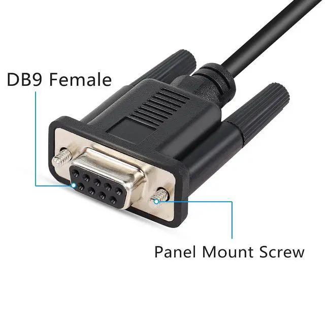 Alt view image 3 of 6 - MINI USB 12P to DB9 Cable, Right Angle Mini 12P Male to DB9 Female with Panel Mount Screw Cable, 6.5ft 2 Meter