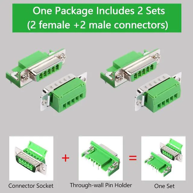 Alt view image 2 of 7 - 2 Sets 3.5mm DB15 5 Pin Terminal, 300V 8A 5-Pole 3.5mm Terminal Blocks Connector, 15DGB DB15 3.5mm Pitch 5P Screw Terminals