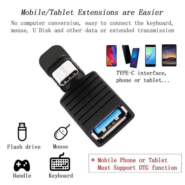 Alt view image 2 of 6 - 2 Pcs USB Type C U Shape Adapter, 180 Degree Type-C Male to USB 3.0 Female OTG Adapter, for Type C Mobile Phone, Tablet Connect USB Flash Drive, Mouse, and Keyboard, etc