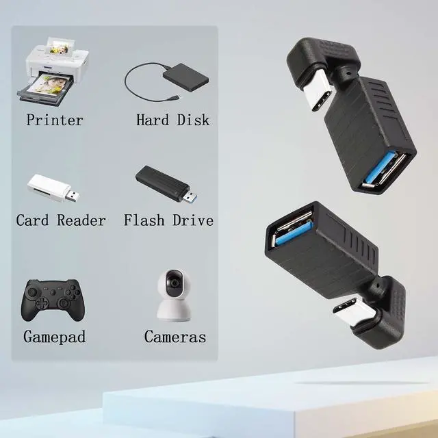 Alt view image 5 of 6 - 2 Pcs USB Type C U Shape Adapter, 180 Degree Type-C Male to USB 3.0 Female OTG Adapter, for Type C Mobile Phone, Tablet Connect USB Flash Drive, Mouse, and Keyboard, etc