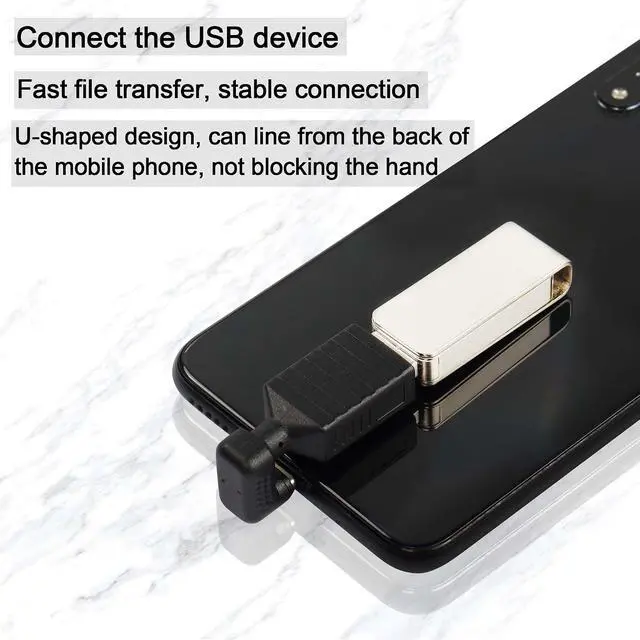 Alt view image 4 of 6 - 2 Pcs USB Type C U Shape Adapter, 180 Degree Type-C Male to USB 3.0 Female OTG Adapter, for Type C Mobile Phone, Tablet Connect USB Flash Drive, Mouse, and Keyboard, etc