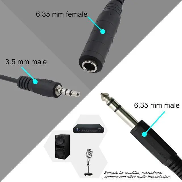 Alt view image 2 of 6 - 6.35mm TRS Male to 1/4 TRS Female Stereo Headphone Y Splitter Extension Cable