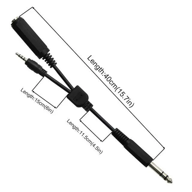 Alt view image 6 of 6 - 6.35mm TRS Male to 1/4 TRS Female Stereo Headphone Y Splitter Extension Cable