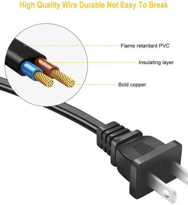 Alt view image 7 of 7 - 2 Prong AC Power Cord for Sony PS5 PS4 PS3 Slim Replacement, 3 Ft