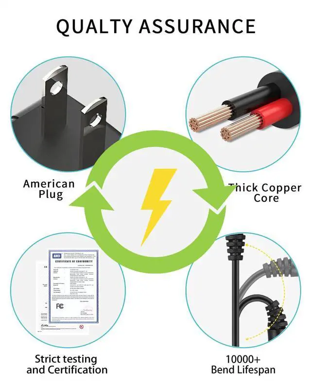 Alt view image 2 of 6 - 15V 3A Power Supply Adapter Charger Switching Converter Adapter, (Input AC 100V-240V, Output DC 15 Volt 3 Amp 45 Watt), Round Barrel Plug 5.5mm x 2.1mm & 2.5mm Tip Center Positive - 3.3ft Long Cord