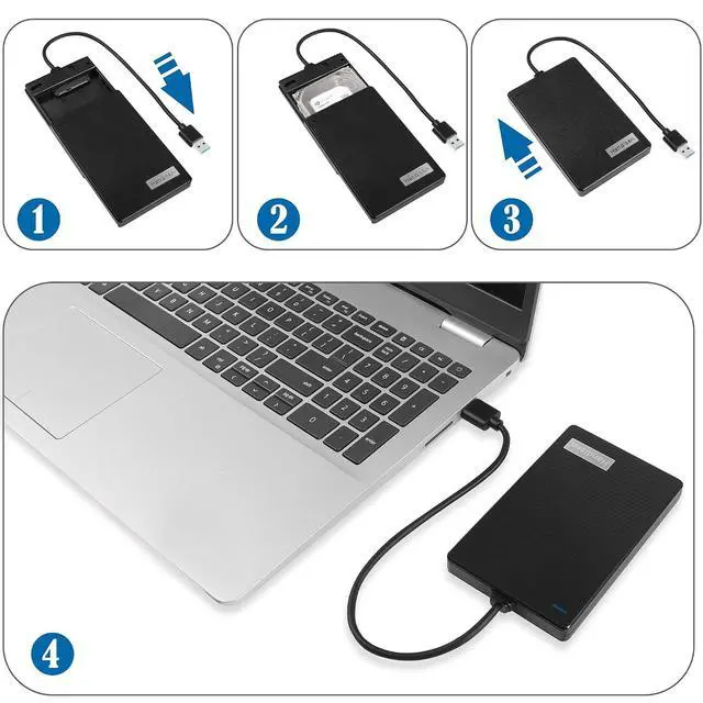 Alt view image 2 of 6 - 2.5 Inch HDD SDD Enclosure USB 3.0 Ultraspeed External SATA III HDD SDD Enclosure for SATA HDD/SSD, Laptops,Desktop Computers etc