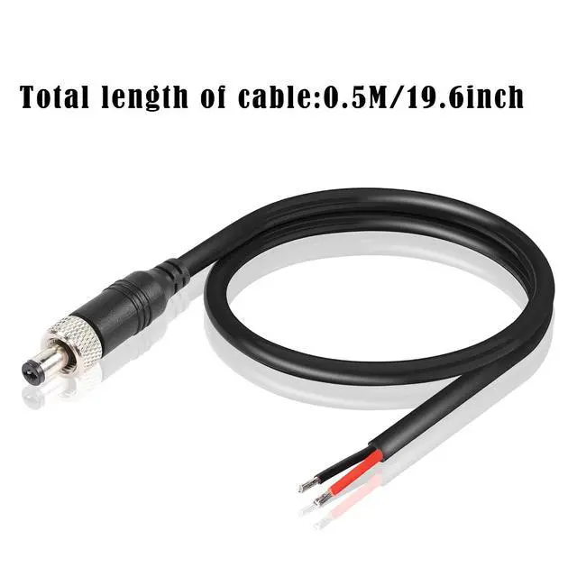 Alt view image 7 of 7 - Anti-Dropout DC Power Pigtail Cable 16AWG with Nut DC5.5mmx2.1mm Male Plug to Open Bare Wire Power Cord for Outdoor Security Camera, CCTV, DVR, etc(1.64 FT)