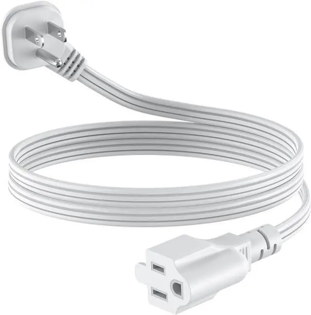 Main image of Flat Plug 3Ft Short Extension Cord, White 90-Degree Plug Low Profile Power Adapter, 3-Prong Indoor Grounded Small Extension Cord 16AWG 13A 1625W 1 Pack