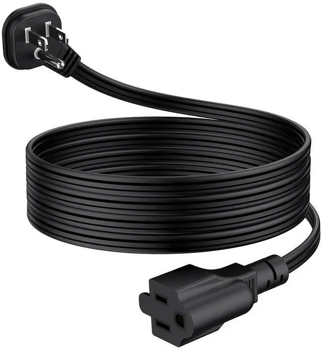 Main image of 6Ft Flat Plug Short Extension Cord, 90-Degree Plug Low Profile Power Adapter, 3-Prong Indoor Grounded Small Extension Cord Black 16AWG 13A 1625W 1 Pack