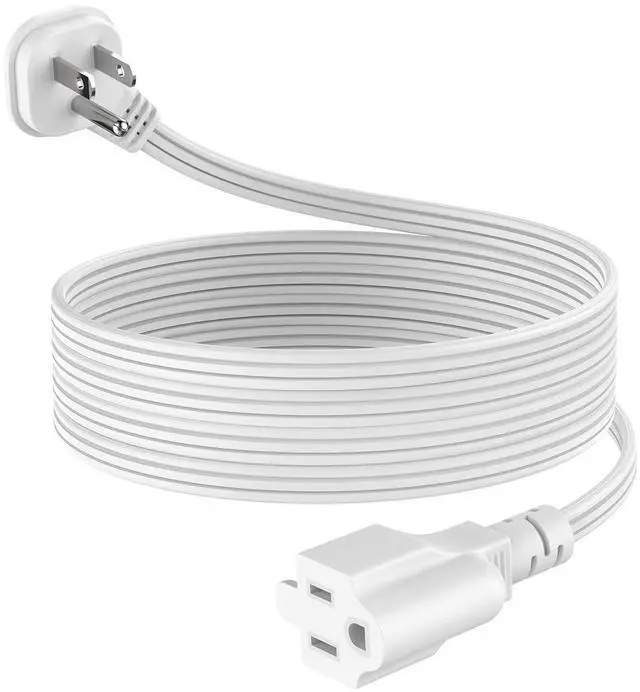 Main image of 6Ft Flat Plug Short Extension Cord, White 90-Degree Plug Low Profile Power Adapter, 3-Prong Indoor Grounded Small Extension Cord 16AWG 13A 1625W 1 Pack