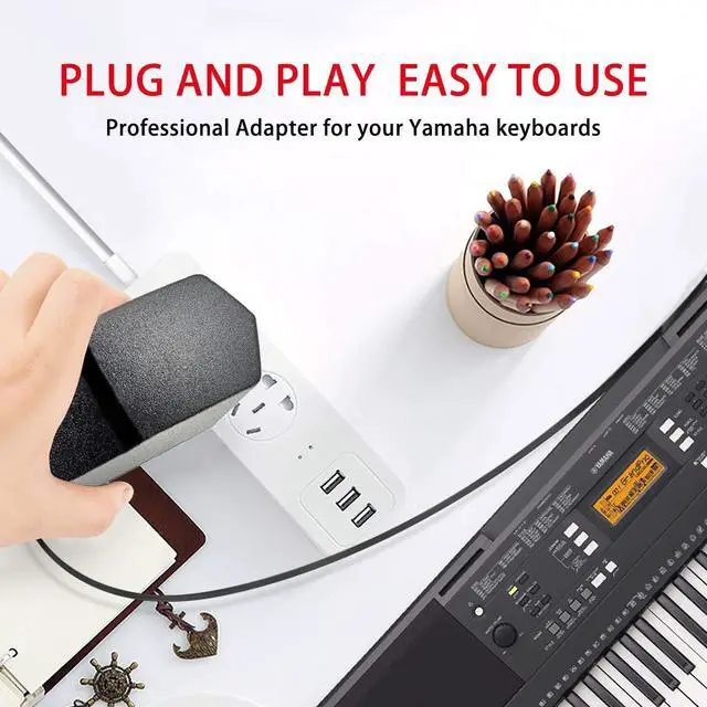Alt view image 7 of 7 - 12V 2A AC Power Supply Adapter Charger Cord for Yamaha PSR, YPG, YPT, DGX, DD, EZ and P Digital Piano and Portable Keyboard Series, Replacement PA-130 PA-130B Adapter