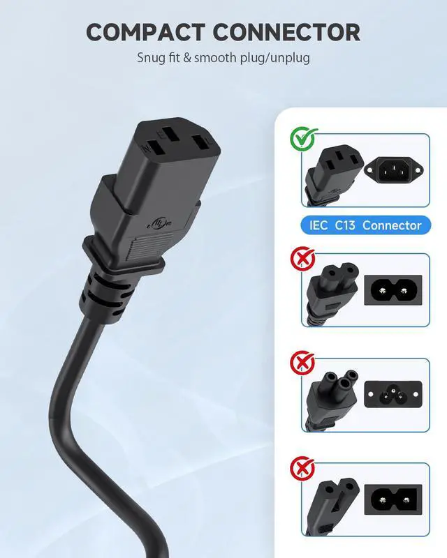 Alt view image 3 of 5 - Power Cord Cable for Amplifier Musical Peavey Vox Guitar Amp PC AC Amplifiers, 18 AWG Universal AC 3-Prong Cable (6FT)
