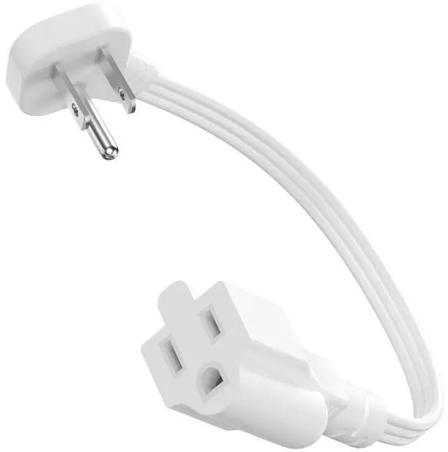Main image of Flat Plug 3-Prong Short Extension Cord 1Ft White 1-Pack 16AWG 13A 1625W