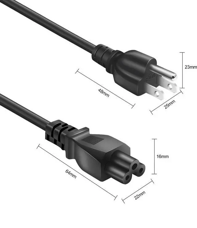 Alt view image 4 of 6 - 3 Prong IEC C5 AC Power Cord for LG TV Replacement 6 Ft