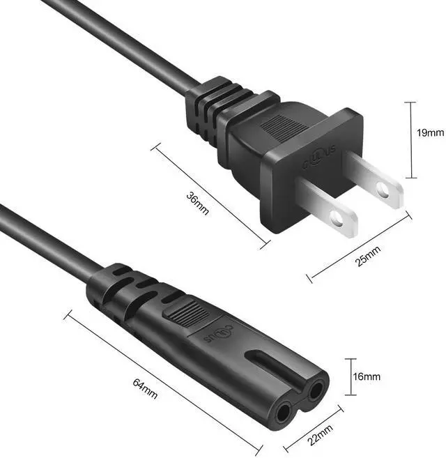 Alt view image 6 of 6 - 2 Prong AC Power Cord for PS5 PS4 & Xbox Series S/X, 10 Feet