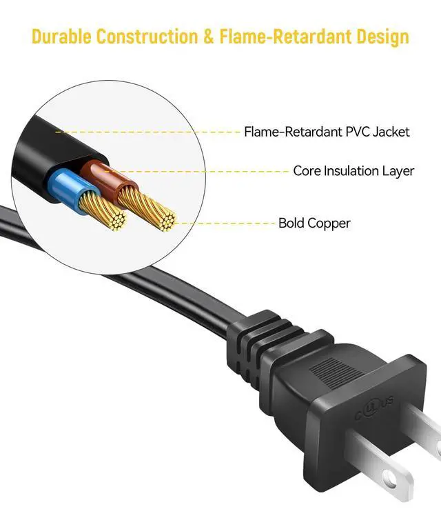 Alt view image 4 of 6 - 2 Prong AC Power Cord for PS5 PS4 & Xbox Series S/X, 10 Feet