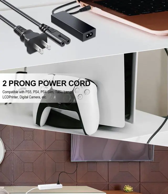 Alt view image 4 of 6 - 2 Prong AC Power Cord for Mini Fridge Replacement 6 Ft