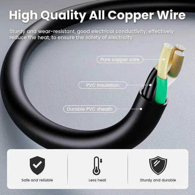 Alt view image 3 of 6 - Extension Cord with 1 to 4 Splitter 16 AWG 13A 1625W 20 Inch Black 2 Pack | Outdoor Y-Style SJTW Cord NEMA 5-15P to 5-15R