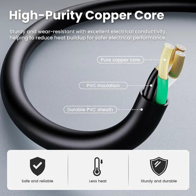 Alt view image 3 of 7 - Extension Cord with 1 to 5 Splitter 16 AWG 13A 1625W 20 Inch Black 2 Pack | Outdoor Y-Style SJTW Cord NEMA 5-15P to 5-15R