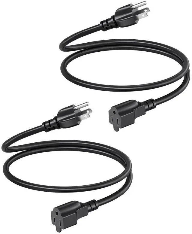 Main image of 3FT Short 3 Prong Extension Cord 2 Pack - 16/3 16AWG SJTW, 13A 125V 1625W | Indoor Outdoor Weatherproof Heavy Duty for Laptops, Coffee Makers, Office Home Appliances