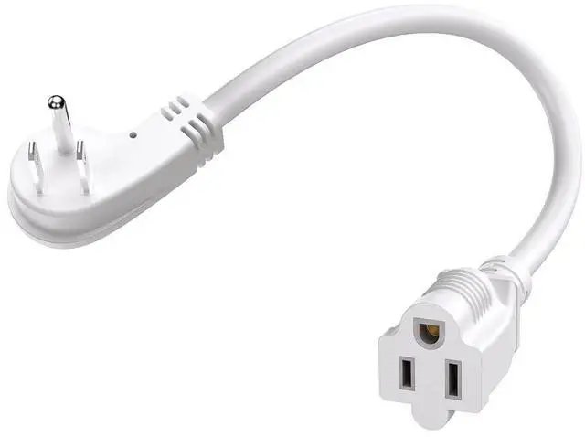 Main image of 1Ft Flat Plug 3-Prong Short Extension Cord 1-Pack White 14 AWG 15A 1875W