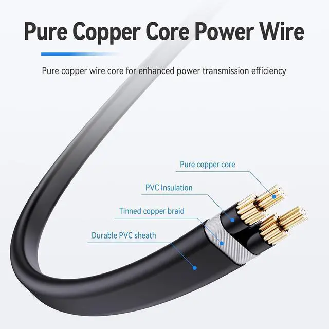 Alt view image 4 of 6 - 2 Prong Polarized Power Cord for Vizio TV Soundbar Replacement 6 Ft
