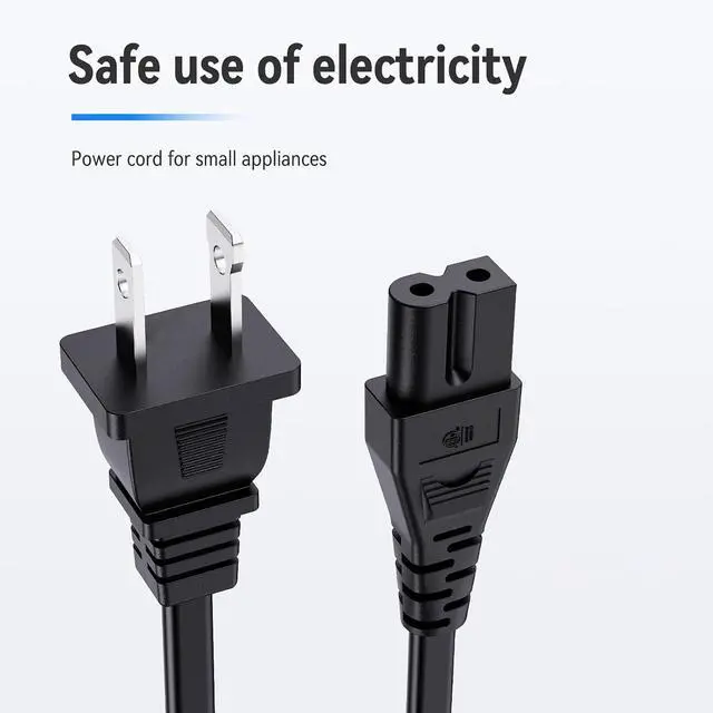 Alt view image 3 of 6 - 2 Prong Polarized Power Cord for Vizio TV Soundbar Replacement 6 Ft