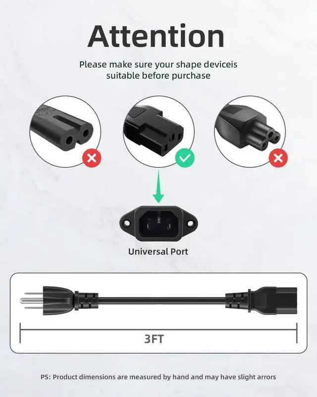 Alt view image 6 of 6 - 3 Prong AC Power Cord for Instant Pot Pressure Cooker 3 Ft Replacement