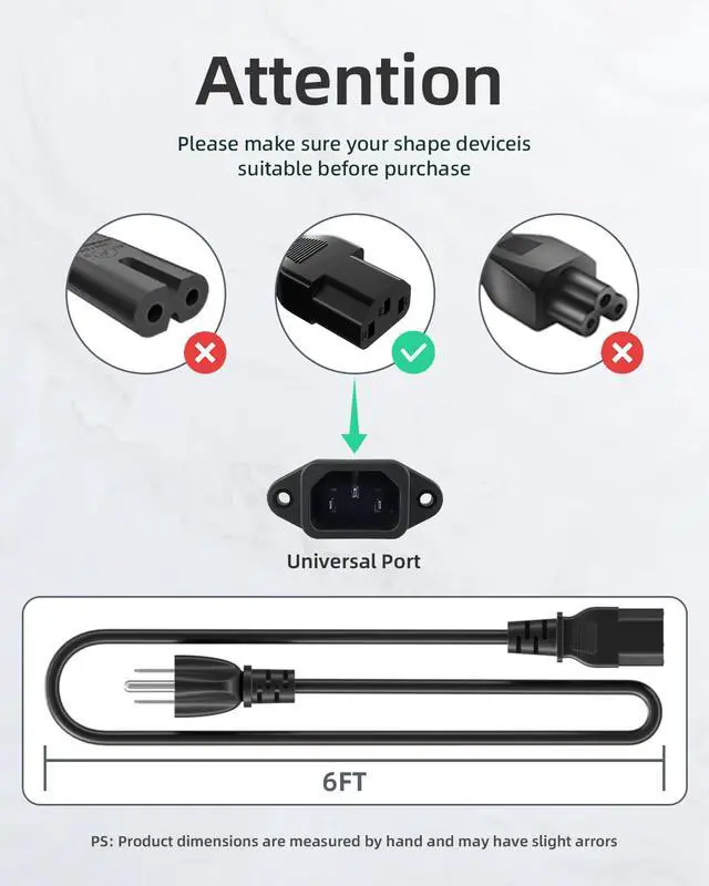 Alt view image 6 of 6 - 3 Prong AC Power Cord for Instant Pot Pressure Cooker 6 Ft Replacement