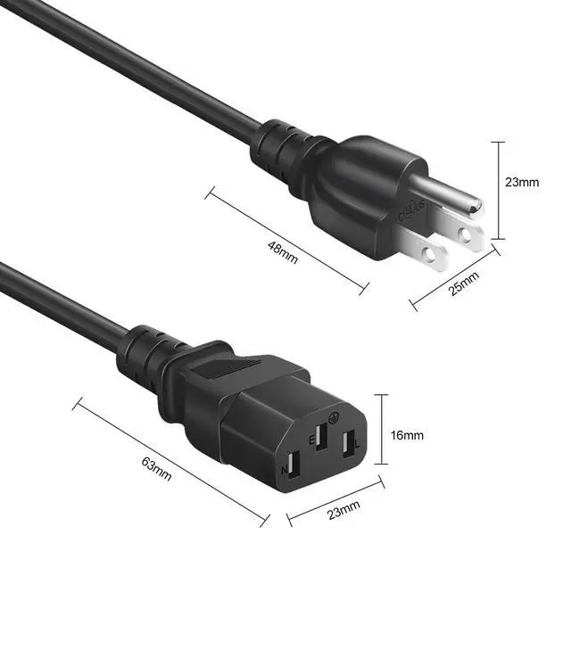 Alt view image 5 of 5 - 3 Prong AC Power Cord for Samsung LG Vizio Sony TV Monitor, 6 Ft