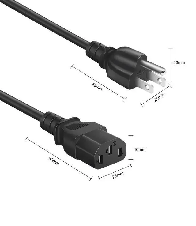 Alt view image 3 of 6 - 3 Prong Treadmill Power Cord for Sperax UREVO Elseluck Yagud Superun 6 Ft