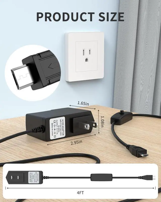 Alt view image 6 of 6 - 5V 2.5A Raspberry Pi 3 Pi3 B+ Power Supply Adapter AC with Power On/Off Switch (3.3ft Cord)