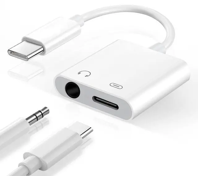 Main image of USB C to 3.5mm Headphone Jack and Charger Adapter, 2-in-1 Audio & Fast Charging Splitter for Apple iPhone 17/16/15/Pro/Pro Max, iPad, Samsung, Pixel, and More 1Pack