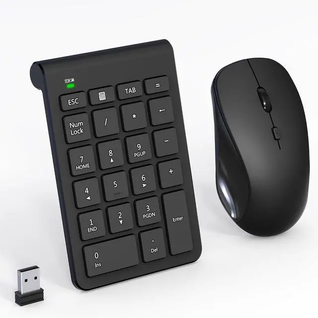 Main image of Wireless Mouse and Number Pad Combo - 22 Key USB Keypad and 3 Adjustable DPI Silent Mouse, 2.4GHz Ultra Slim & Portable Numeric Keypad and Mouse Set for Laptop, PC, Desktop, Notebook, One USB Receiver