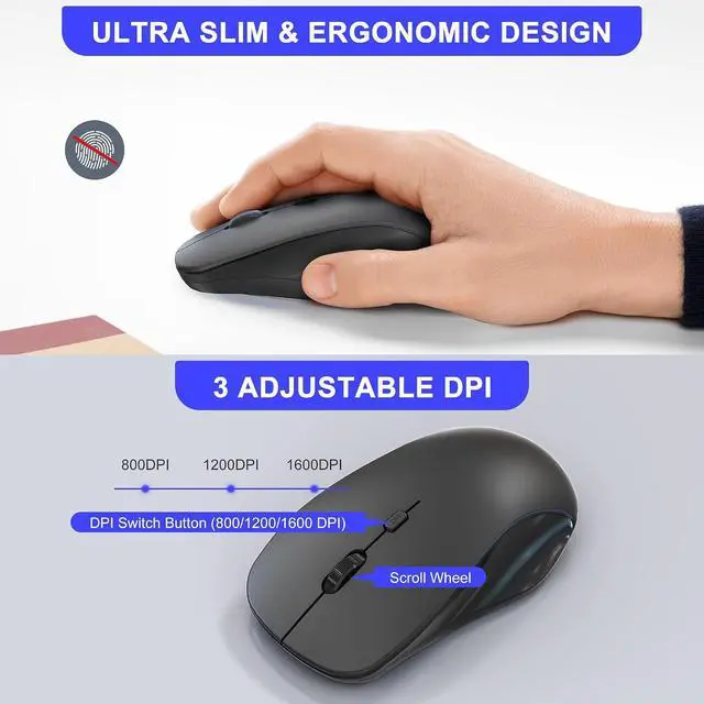 Alt view image 5 of 7 - Wireless Mouse and Number Pad Combo - 22 Key USB Keypad and 3 Adjustable DPI Silent Mouse, 2.4GHz Ultra Slim & Portable Numeric Keypad and Mouse Set for Laptop, PC, Desktop, Notebook, One USB Receiver