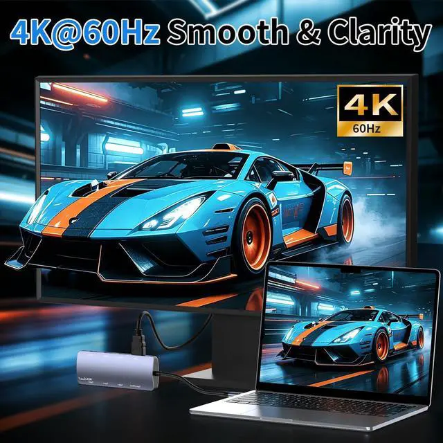 Alt view image 4 of 7 - USB C Hub 8 in 1, 4 USB-C+3 USB-A 3.2 10Gbps, 4K60Hz HDMI, 100W PD for Mac