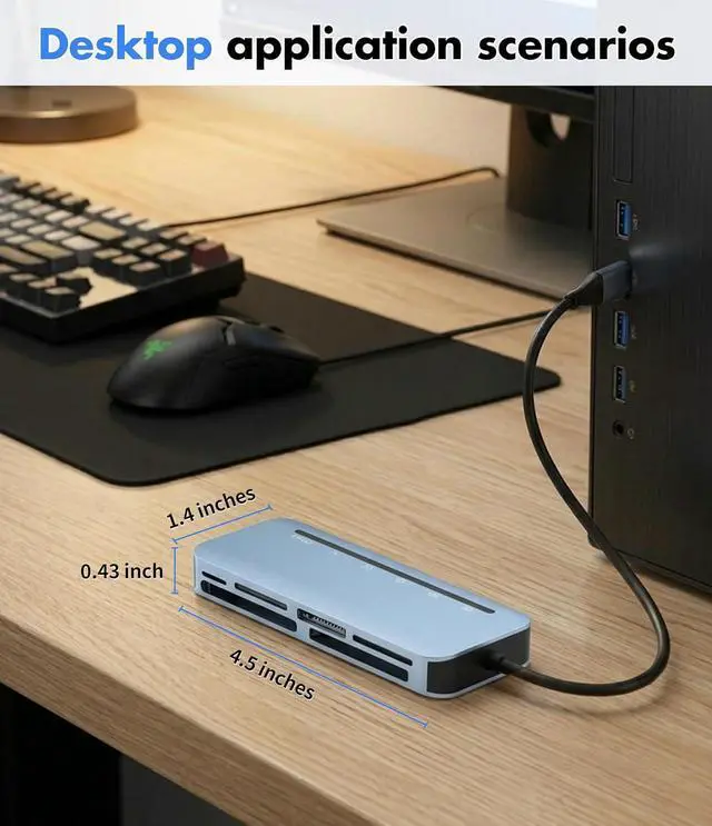 Alt view image 6 of 7 - Compact Flash Card Reader - 6-in-1 CF/SD/TF/MS/XD/CFast Adapter, Read 6 Cards Simultaneous, Aluminum USB 3.0 5Gbps Multi Memory Card Readers for iPhone 15/16/17, Android, iPad, MacBook, PC
