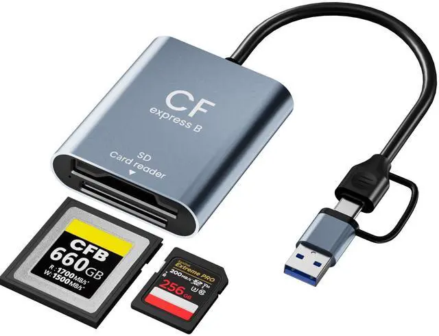 Main image of CFexpress Type B Card Reader & SD Card Reader 2 in 1 - USB 3.2 Gen 2 10Gbps Fast Transfer Aluminum Alloy USB C & USB A Memory Card Adapter for CFexpress Type B, UHS-II/UHS-I and SDXC/SDHC Cards