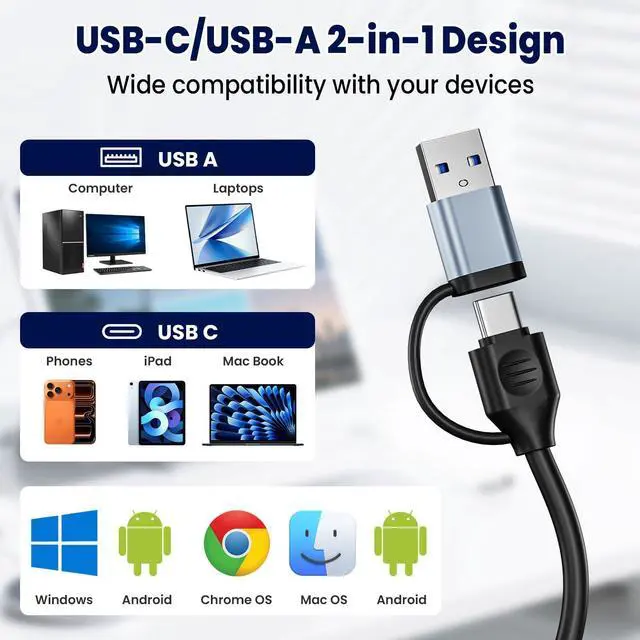 Alt view image 2 of 7 - CFexpress Type B Card Reader & SD Card Reader 2 in 1 - USB 3.2 Gen 2 10Gbps Fast Transfer Aluminum Alloy USB C & USB A Memory Card Adapter for CFexpress Type B, UHS-II/UHS-I and SDXC/SDHC Cards