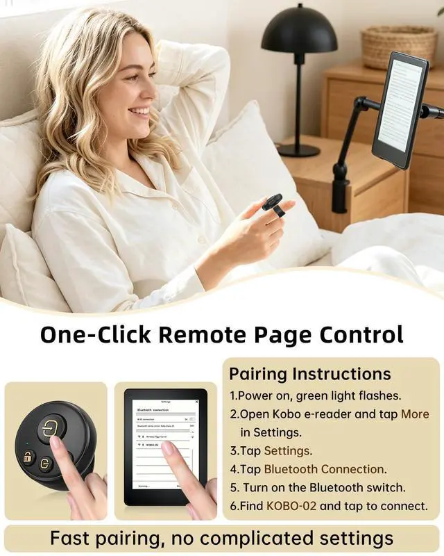 Alt view image 6 of 7 - Kobo Ring Page Turner | Bluetooth Remote Control for Kobo e-Readers