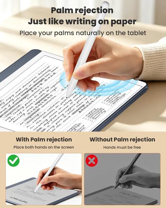 Alt view image 3 of 7 - Magnetic Stylus for Remarkable 2 Pen - EMR Stylus Pen for Remarkable 2/1 with Eraser, 4096 Pressure Levels, Palm Rejection, Tilt Support, 5 Replaceable Tips, No Charging or Bluetooth Required