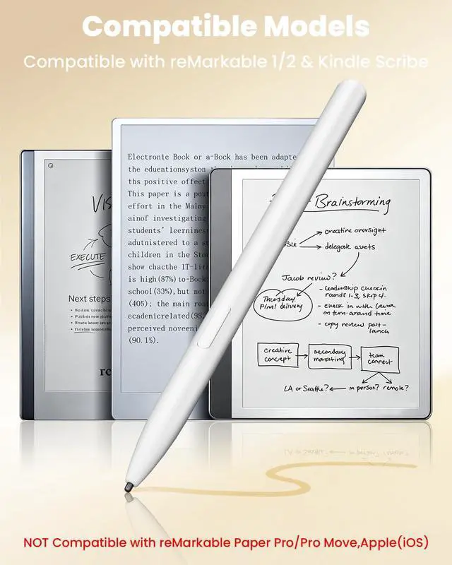 Alt view image 4 of 7 - Magnetic Stylus for Remarkable 2 Pen - EMR Stylus Pen for Remarkable 2/1 with Eraser, 4096 Pressure Levels, Palm Rejection, Tilt Support, 5 Replaceable Tips, No Charging or Bluetooth Required