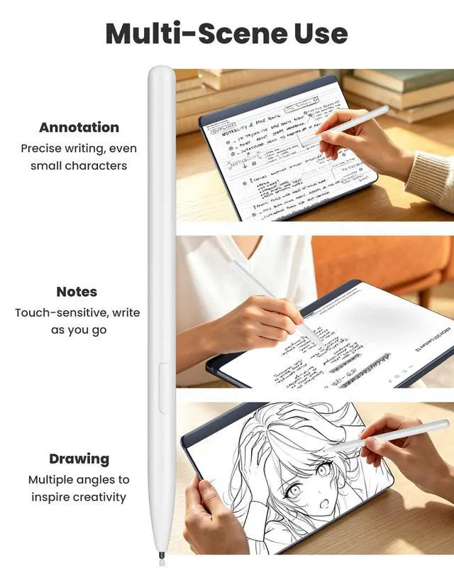 Alt view image 7 of 7 - Magnetic Stylus for Remarkable 2 Pen - EMR Stylus Pen for Remarkable 2/1 with Eraser, 4096 Pressure Levels, Palm Rejection, Tilt Support, 5 Replaceable Tips, No Charging or Bluetooth Required