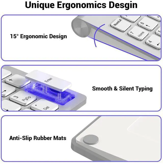 Alt view image 7 of 7 - 2 in 1 USB & USB-C Number Pad with USB Hub for Laptop/PC, 15° Ergonomic