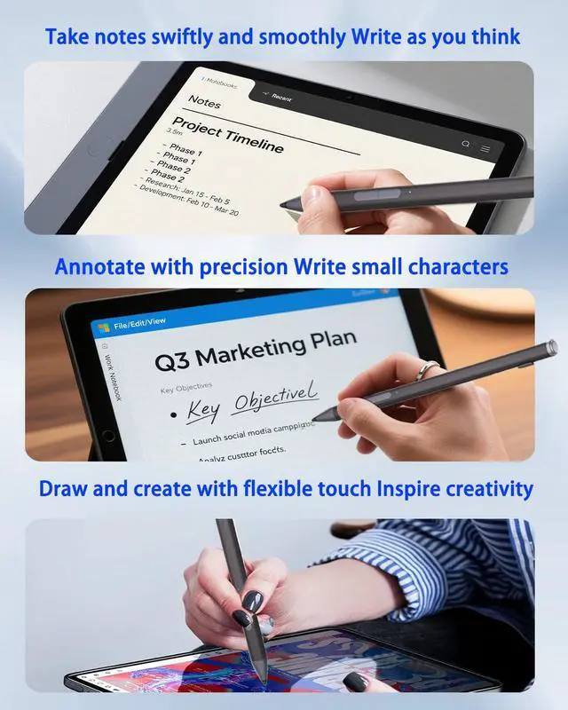Alt view image 7 of 7 - Surface Pencil - Stylus for Surface Pro 12/11/10/X/9/8/7/7+/6/5/Go 3/Go 2/Book/Laptop 5/Studio 2 with 4Nibs, 4096 Pressure Sensitivity Palm Rejection Rehargeable Surface Pro Pen Stylus