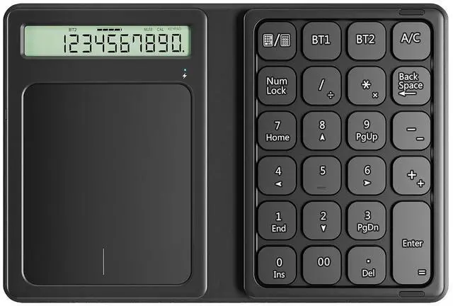 Main image of Bluetooth Number Pad, Foldable 2.4G Wireless Numeric Keypad with Display Calculator & Touchpad, Wireless Number Pad Slim 23 Keys Portable Financial Accounting Numpad Keyboard for PC Laptop Desktop