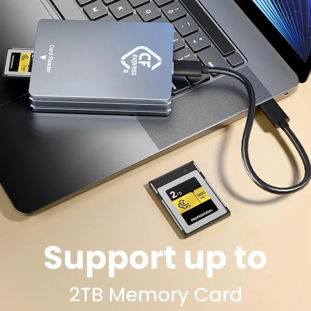 Alt view image 4 of 7 - CFexpress Type B Card Reader - All-Aluminum 10Gbps USB 3.2 Gen 2, Professional CFexpress Type B Card Adapter with Superior Heat Dissipation, Compatible with iPhone 16/17, iPad, MacBook, PC, Android