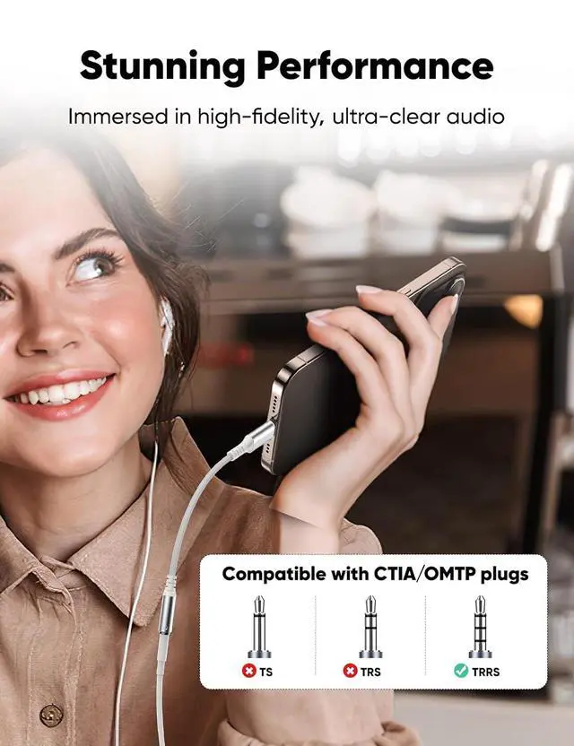 Alt view image 3 of 7 - USB Type C to 3.5mm Female Headphone Jack Adapter (3-Pack)