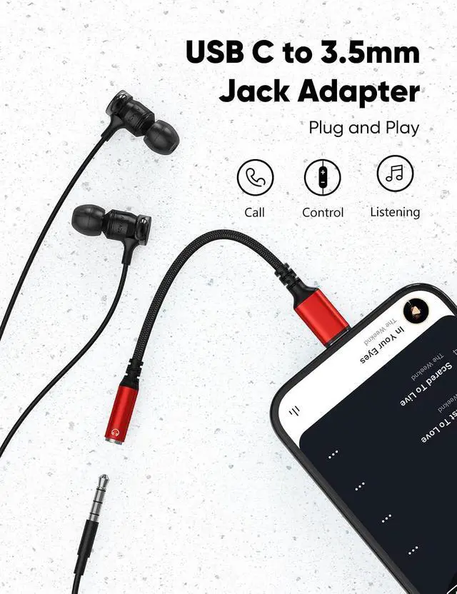 Alt view image 2 of 7 - USB Type C to 3.5mm Female Headphone Jack Adapter (2-Pack)