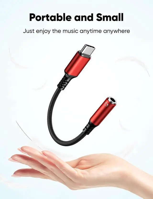 Alt view image 5 of 7 - USB Type C to 3.5mm Female Headphone Jack Adapter (2-Pack)